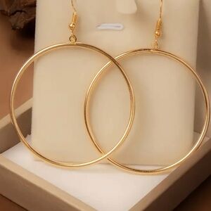Elegant 18k Gold Hoop Earrings 2”
